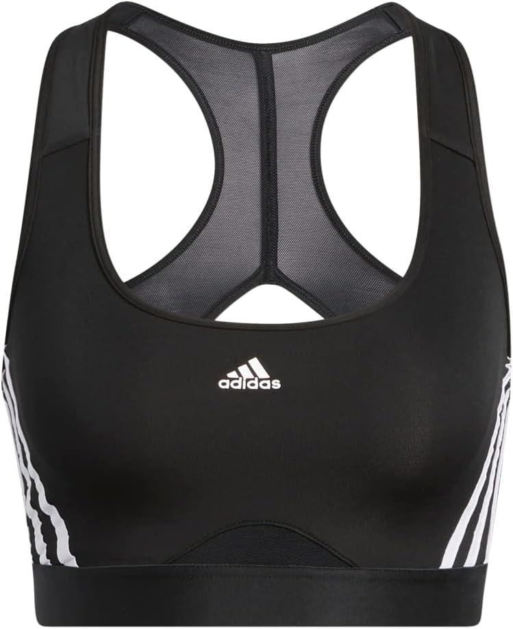 imageadidas Womens Training Medium Support 3 Stripes BraBlack  White