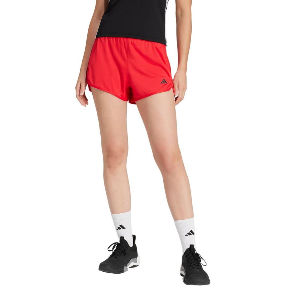 imageadidas Womens Pacer Essentials Knit HighRise Training ShortsPure RubyBlack