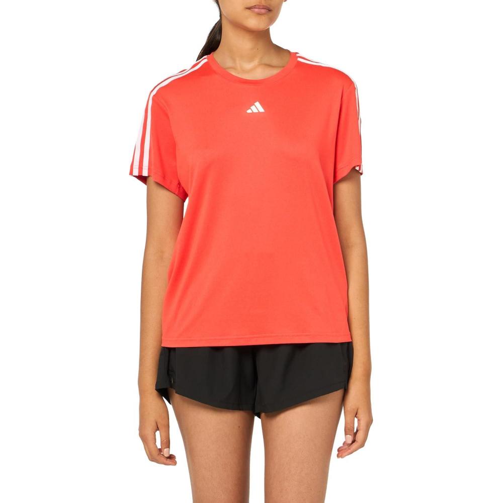 imageadidas Womens Train Essentials 3Stripes TShirtBright RedWhite