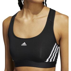 imageadidas Womens Training Medium Support 3 Stripes BraBlack  White