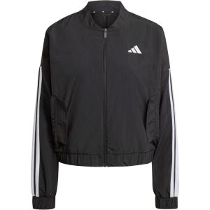 imageadidas Womens Essentials 3Stripes Woven Bomber JacketBlackWhite