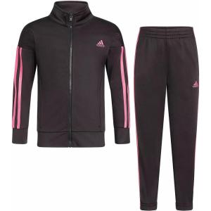 imageadidas Girls Zip Front Classic Tricot Jacket and Joggers SetTricot Track SetBlackLight Pink