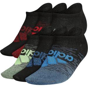 imageadidas Unisex Kids No Show Socks for Boys and Girls Youth 6Pack Superlite Breathable and Lightweight Below AnkleBlackTrue BlueSignal Green