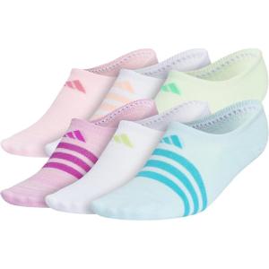 imageadidas Unisex Kids No Show Socks for Boys and Girls Youth 6Pack Superlite Breathable and Lightweight Below AnkleFrozen BluePulse Lime GreenOrchid Fusion PurpleSuper No Show