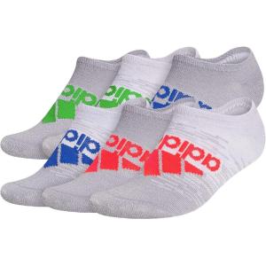 imageadidas Unisex Kids No Show Socks for Boys and Girls Youth 6Pack Superlite Breathable and Lightweight Below AnkleGreySolar RedTeam Royal Blue