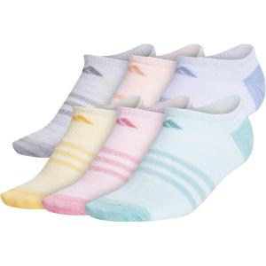 imageadidas Unisex Kids No Show Socks for Boys and Girls Youth 6Pack Superlite Breathable and Lightweight Below AnkleHalo Mint GreenLight PinkOrange TintGirls