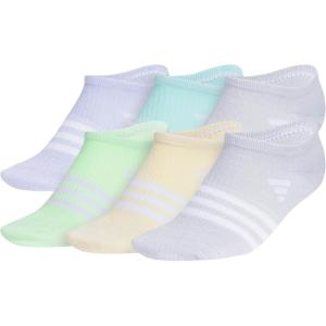 imageadidas Unisex Kids No Show Socks for Boys and Girls Youth 6Pack Superlite Breathable and Lightweight Below AnkleViolet Tone PurpleEnergy AquaClear Onix GreyGirls30
