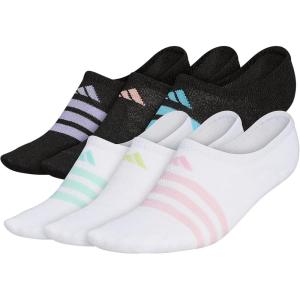 imageadidas Unisex Kids No Show Socks for Boys and Girls Youth 6Pack Superlite Breathable and Lightweight Below AnkleWhiteClear PinkBlackSuper No Show