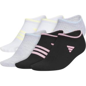 imageadidas Unisex Kids No Show Socks for Boys and Girls Youth 6Pack Superlite Breathable and Lightweight Below AnkleWhiteCool Light HeatherBlackGirls30