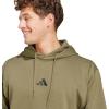 imageadidas Mens Essentials Feel Cozy Fleece Hoodie SweatshirtOlive StrataBlack