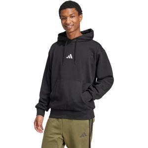 imageadidas Mens Essentials Feel Cozy Fleece Hoodie SweatshirtBlackWhite