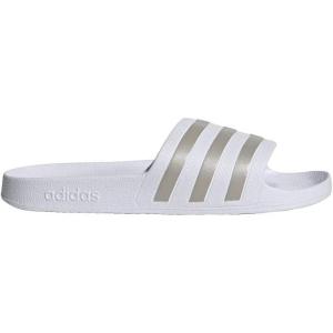 imageadidas Unisex Adult Adilette Aqua Slide SandalWhitePlatino MetWhite