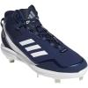 imageadidas Mens Icon 7 Mid Baseball ShoesTeam Navy BlueWhiteSilver Metallic