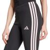imageadidas Womens Essentials 3Stripes Cotton LeggingsBlackClear Pink