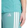 imageadidas Womens Essentials 3Stripes Cotton LeggingsPowder TealWhite