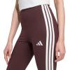 imageadidas Womens Essentials 3Stripes Cotton LeggingsShadow BrownWhite