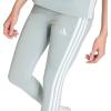 imageadidas Womens Essentials 3Stripes Cotton LeggingsWonder SageWhite
