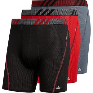 imageadidas Mens Sport Performance Mesh Boxer Brief Underwear 3Pack DISCONTINUEDBlackScarlet RedOnix Grey
