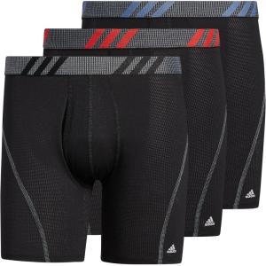 imageadidas Mens Sport Performance Mesh Boxer Brief Underwear 3Pack DISCONTINUEDBlackVivid RedCrew Blue