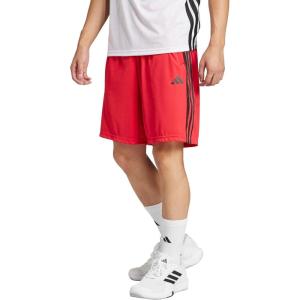 imageadidas Mens Train Essentials Piqu 3Stripes Training ShortsPure RubyBlack