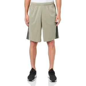 imageadidas Mens Train Essentials Piqu 3Stripes Training ShortsSilver PebbleOlive StrataBlack