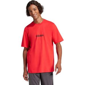 imageadidas Originals Mens Essentials Linear Single Jersey TShirtPure RubyBlack
