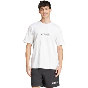 imageadidas Originals Mens Essentials Linear Single Jersey TShirtWhiteBlack