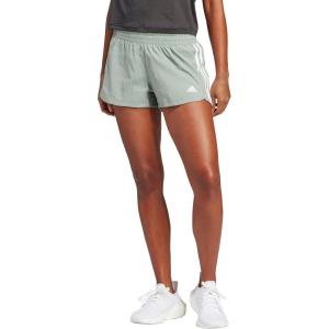 imageadidas Womens 3Stripes Woven Shorts LegendSilver GreenWhite