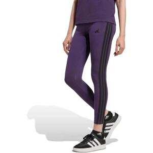 imageadidas Womens Essentials 3Stripes Cotton LeggingsAurora PlumBlack