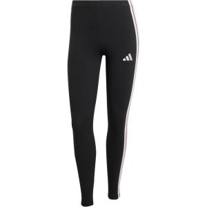 imageadidas Womens Essentials 3Stripes Cotton LeggingsBlackClear Pink