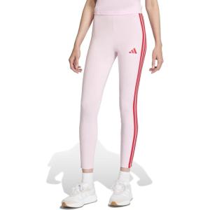 imageadidas Womens Essentials 3Stripes Cotton LeggingsClear PinkPure Ruby