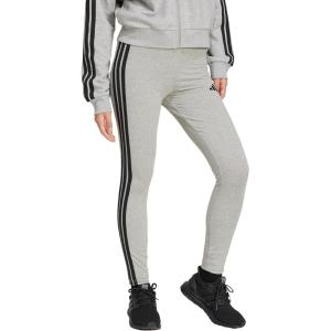 imageadidas Womens Essentials 3Stripes Cotton LeggingsMedium Grey HeatherBlack
