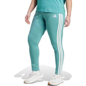 imageadidas Womens Essentials 3Stripes Cotton LeggingsPowder TealWhite