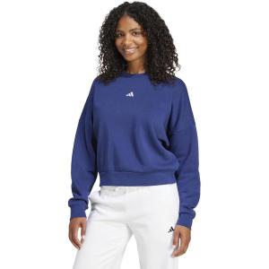 imageadidas Womens Essentials Small Logo Feel Cozy SweatshirtDark BlueWhite