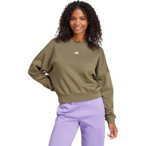 imageadidas Womens Essentials Small Logo Feel Cozy SweatshirtOlive StrataWhite