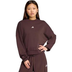 imageadidas Womens Essentials Small Logo Feel Cozy SweatshirtShadow BrownWhite