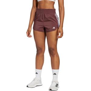 imageadidas Womens Pacer Training 3Stripes Woven HighRise ShortsAurora RubyWhite