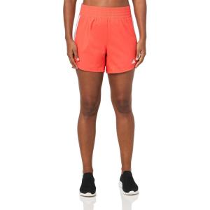 imageadidas Womens Pacer Training 3Stripes Woven HighRise ShortsBright RedWhite