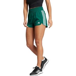 imageadidas Womens Pacer Training 3Stripes Woven HighRise ShortsCollegiate GreenWhite