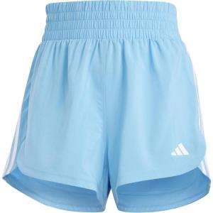 imageadidas Womens Pacer Training 3Stripes Woven HighRise ShortsSemi Blue BurstWhite