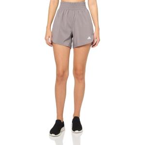 imageadidas Womens Pacer Training 3Stripes Woven HighRise ShortsTaupe OxideWhite
