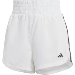 imageadidas Womens Pacer Training 3Stripes Woven HighRise ShortsWhiteBlack
