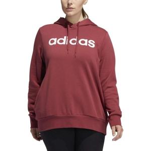 imageadidas womens Essentials Linear Fleece HoodieLegacy RedWhite