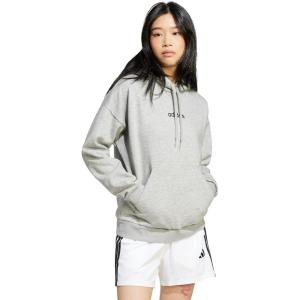 imageadidas womens Essentials Linear Fleece HoodieMedium Grey HeatherBlack