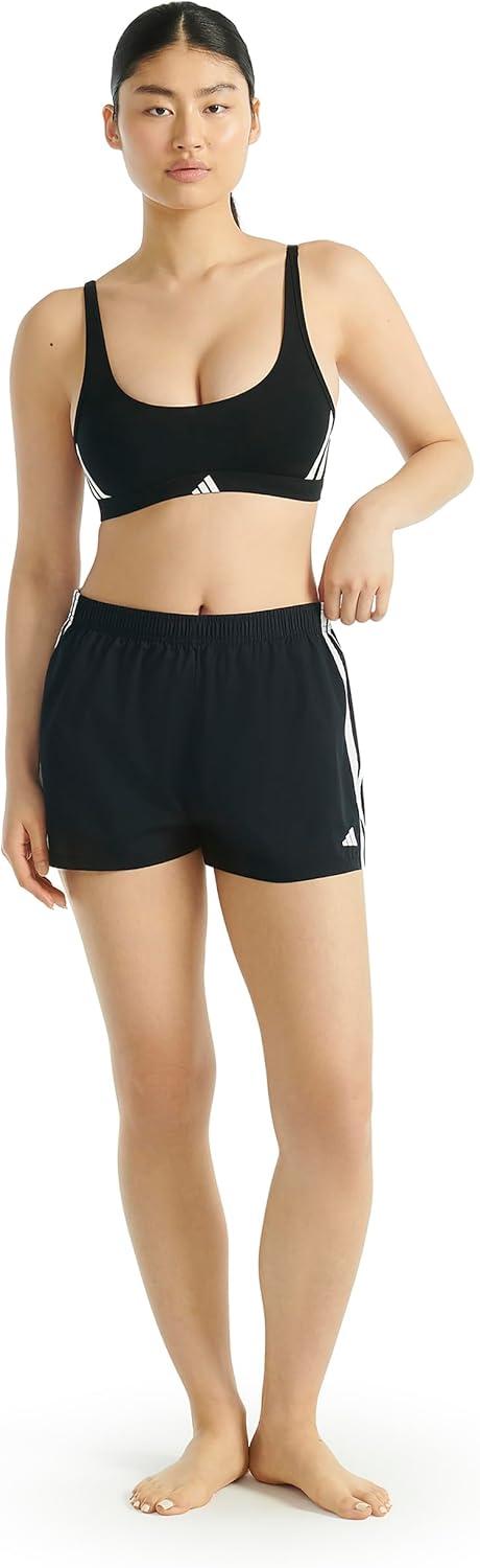 imageAdidas Womens 3 Stripes Active Essentials Cotton Scoop Bralette with Removable CookiesBlack