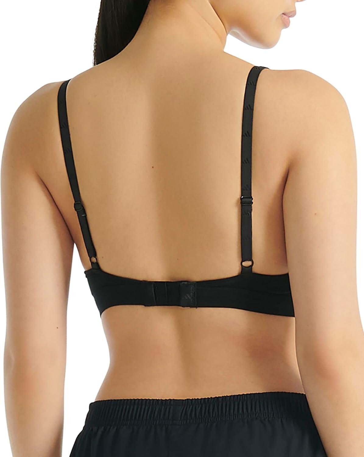 imageAdidas Womens 3 Stripes Active Essentials Cotton Scoop Bralette with Removable CookiesBlack