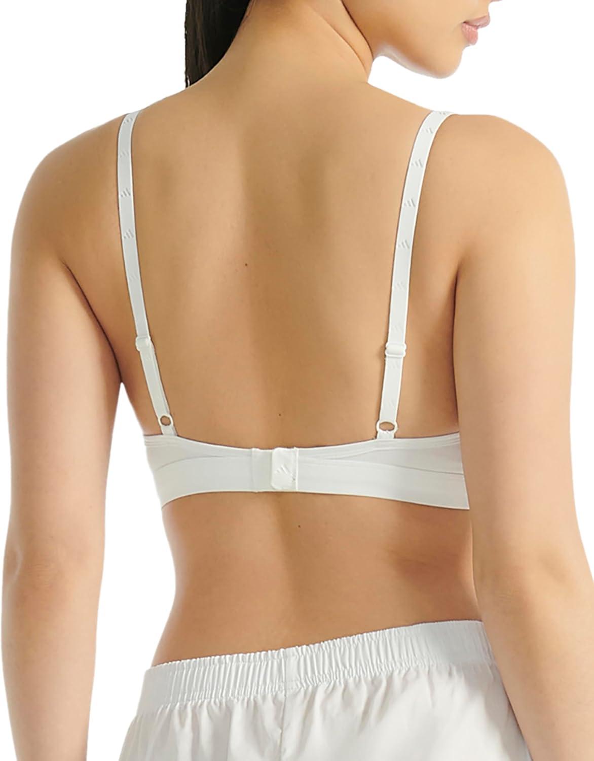 imageAdidas Womens 3 Stripes Active Essentials Cotton Scoop Bralette with Removable CookiesWhite