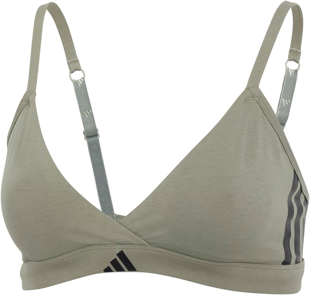 imageAdidas Womens 3 Stripes Active Essentials Cotton Triangle Wrap BraletteSilver Pebble
