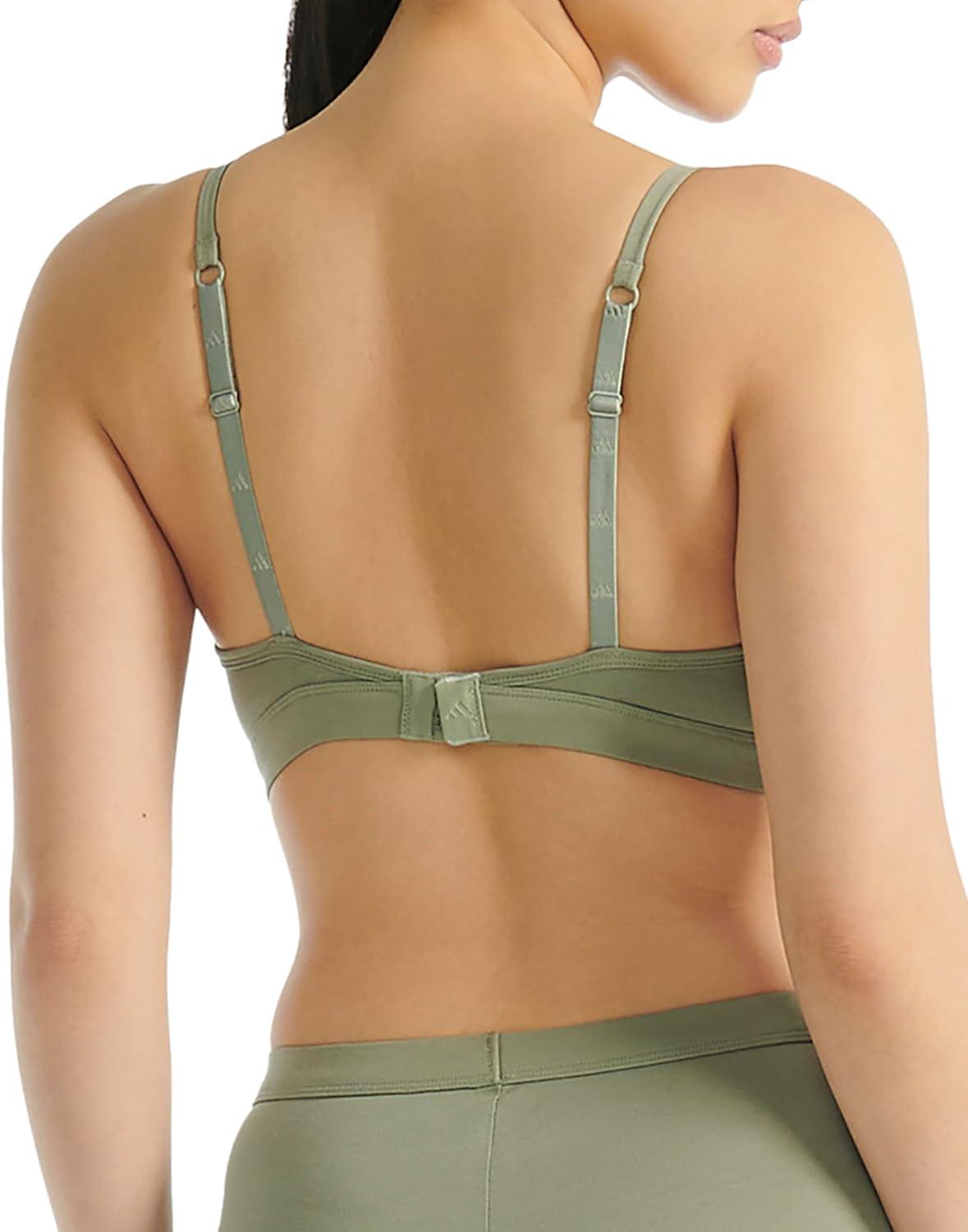 imageAdidas Womens 3 Stripes Active Essentials Cotton Triangle Wrap BraletteSilver Pebble