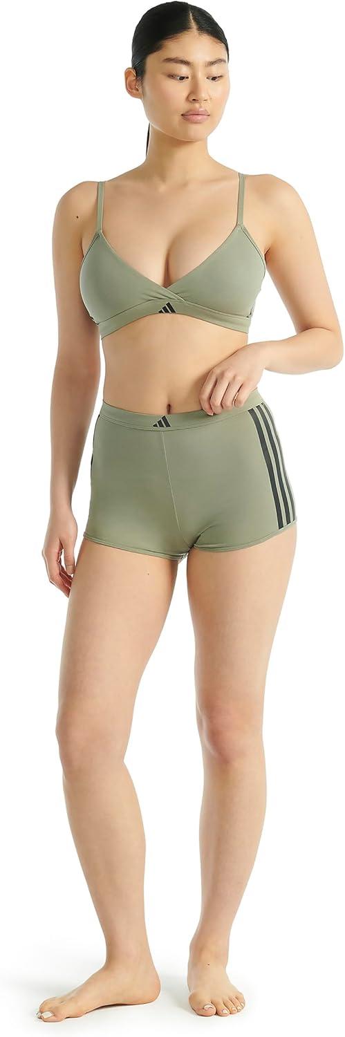 imageAdidas Womens 3 Stripes Active Essentials Cotton Triangle Wrap BraletteSilver Pebble